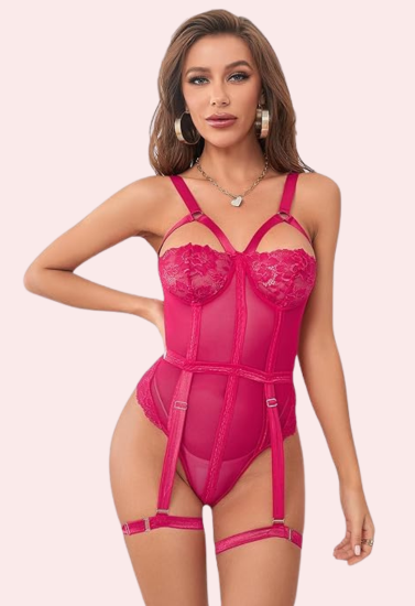 Lovely Sensual Lace Teddy Lingerie Set snazzyway
