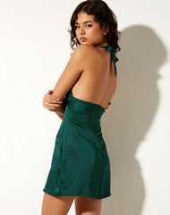 Luxury Forest Green Silk Slip Dress snazzyway