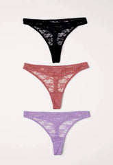 Pack Of 3 Ladies Sexy Sheer Tanga Thongs snazzyway