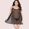 Plus Size Sheer Black Chemise for Her snazzyway