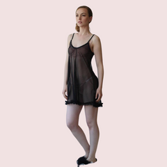 Plus Size Transparent Black Chemise for Women snazzyway