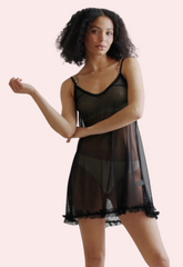 Plus Size Transparent Black Chemise for Women snazzyway