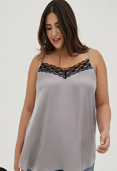 Plus Size Trim Lace & Silk Camisole snazzyway