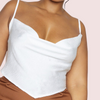 Plus  Size White Satin Cropped Cowl Neck Cami Top snazzyway