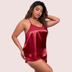 Plus Size Women's Silk Cami and Shorts Set snazzyway