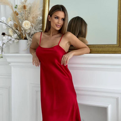 Premium Silk Satin Strappy Nightdress Slips snazzyway