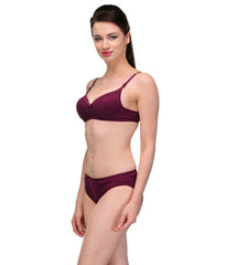 "Pure" Cotton Purple Bra Panty Set snazzyway