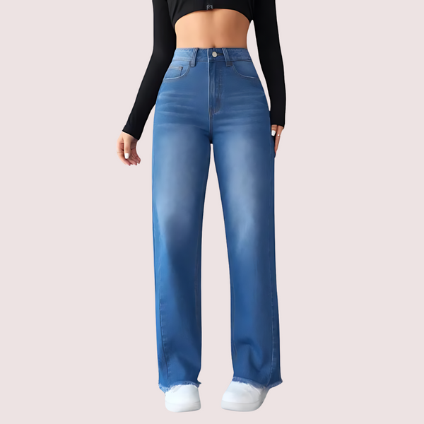 Wide-Leg Casual High-Waist Non-Elastic Jeans for Women Snazzyway