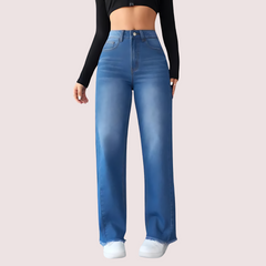 Wide-Leg Casual High-Waist Non-Elastic Jeans for Women Snazzyway