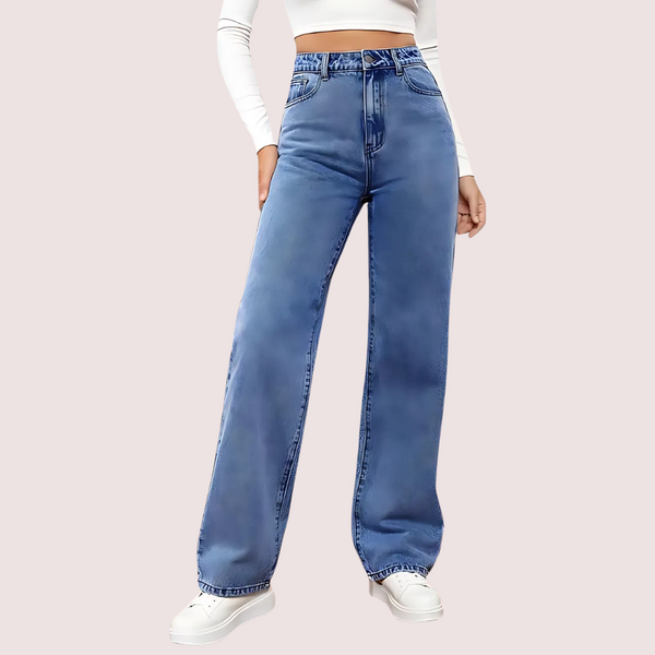 High Waisted Washed Straight Leg Jeans for Women Snazzyway