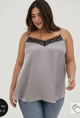 Plus Size Trim Lace & Silk Camisole snazzyway