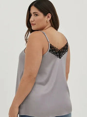 Plus Size Trim Lace & Silk Camisole snazzyway