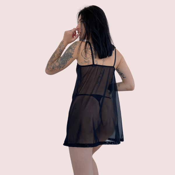 Sheer Black Negligee Night Dress for Plus Size snazzyway