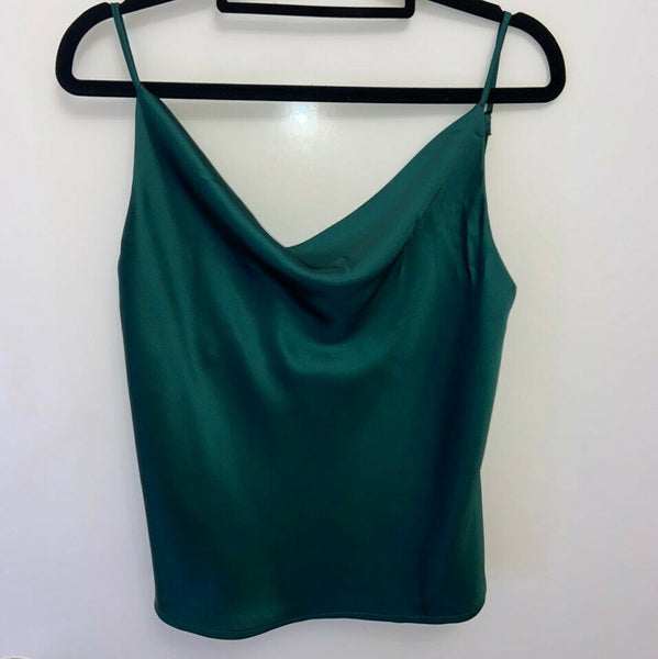 "Silk Satin" cowl neck green cami top snazzyway