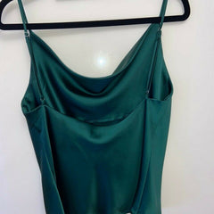 "Silk Satin" cowl neck green cami top snazzyway