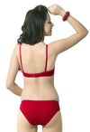 Cute Solid Red Pure Cotton Bra Panty Set snazzyway