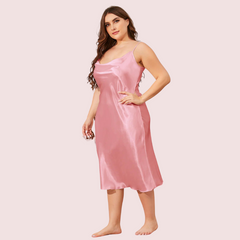 Solid Satin Slip Dress for 4XL 5XL Women snazzyway