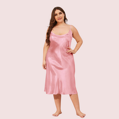 Solid Satin Slip Dress for 4XL 5XL Women snazzyway