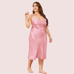 Solid Satin Slip Dress for 4XL 5XL Women snazzyway