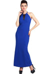 Stunning Blue Bridesmaid Sleeveless High Neck Prom Gown snazzyway