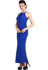 Stunning Blue Bridesmaid Sleeveless High Neck Prom Gown snazzyway