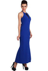 Stunning Blue Bridesmaid Sleeveless High Neck Prom Gown snazzyway