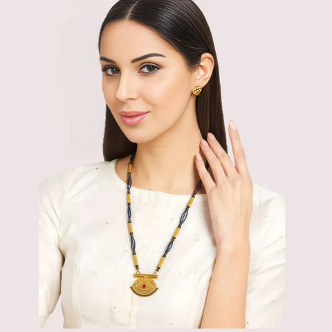 Elegant Traditional Mangalsutra with Black Beads & Pendant Snazzyway