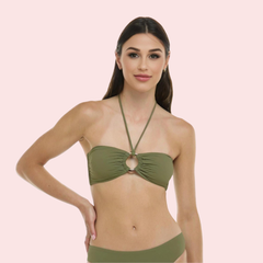 Olive Chic O-Ring Convertible Bandeau Bikini Topa (Top Only) Snazzyway