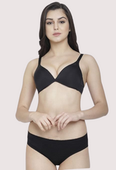 Non-Padded Plunge Bra Panty Set snazzyway