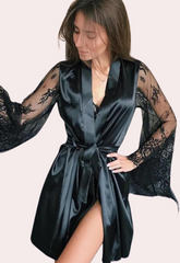 Day-to-Night Black Silk Robe for Women's Seductive Style Snazzyway