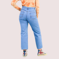 Classic 90s Boyfriend Blue Denim Wide Leg Jeans Snazzyway