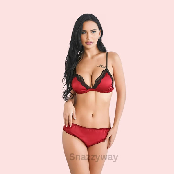 French Daina Luxury Silk satin bra set Snazzyway