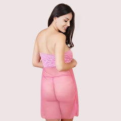 Pink Lace & Sheer Seduction Babydoll Snazzyway