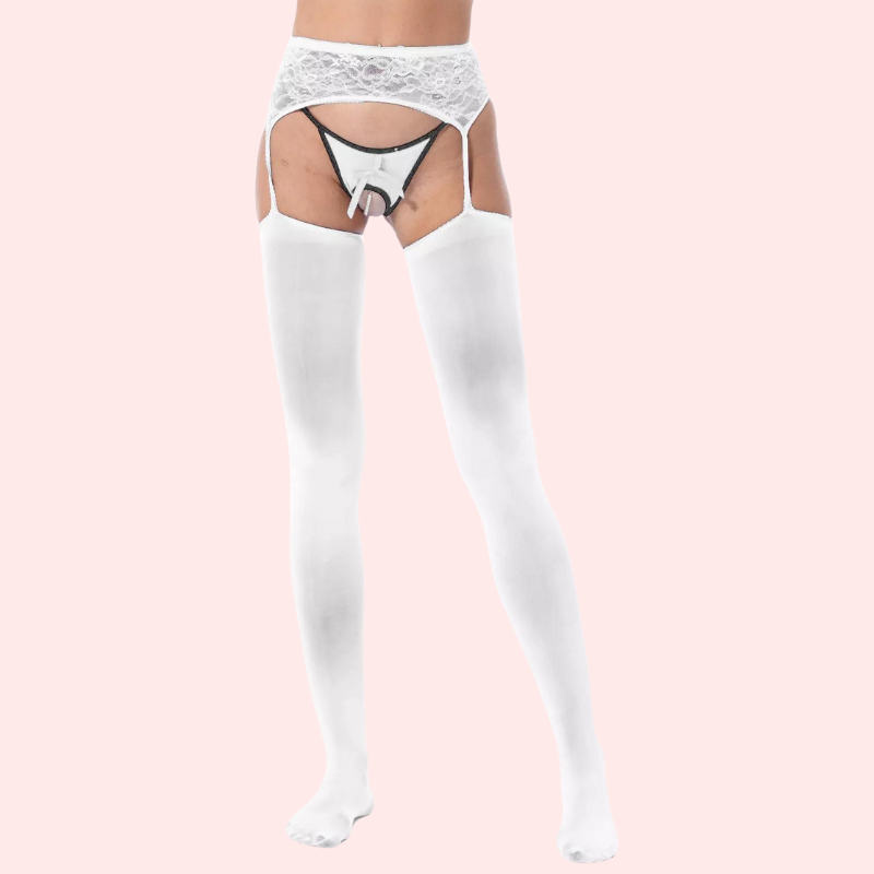 Women’s Garter Belt with Crotchless G-Strings Set French Daina