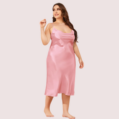 Solid Satin Slip Dress for 4XL 5XL Women Snazzyway