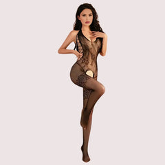Midnight Rose Crotchless Lace Bodystocking Snazzyway