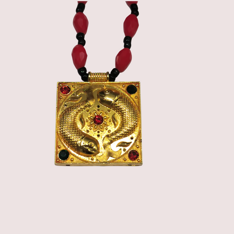 Royal Red Beaded Temple Pendant Necklace Snazzyway