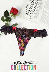 Lasenza Lingerie floral Printed Half -Transparent  Black Thong(sold out) snazzyway