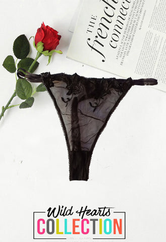 Snazzyway Luxury floral Emroidered Black Thong snazzyway