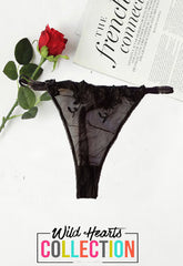 Snazzyway Luxury floral Emroidered Black Thong snazzyway