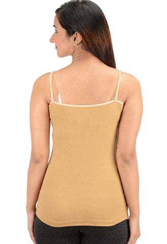 Beige Colored Black Wording Spaghetti Strap Camisole snazzyway