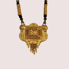 Regal Dual-Strand Black Bead Mangalsutra with Antique Pendant Snazzyway