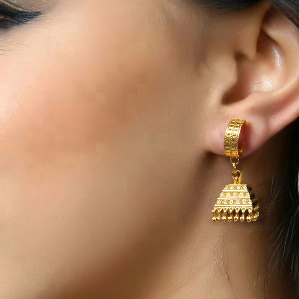 Elegant Gold Pyramid Jhumka Earrings Snazzyway