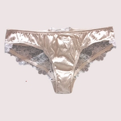 Women's Beige Silk and Lace Brief for Her French Daina