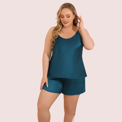 Elegant Plus Size Cami Shorts Sleepwear Set Snazzyway