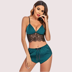 Soft Satin Sleep Sets with Lace Accents Snazzyway