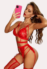 Floral Lace 3-Piece Lingerie Set Snazzyway