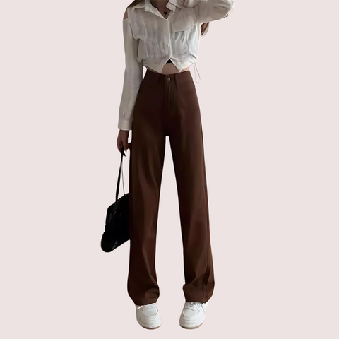 Women's Brown High Rise Wide Leg Loose Denim Jeans Snazzyway