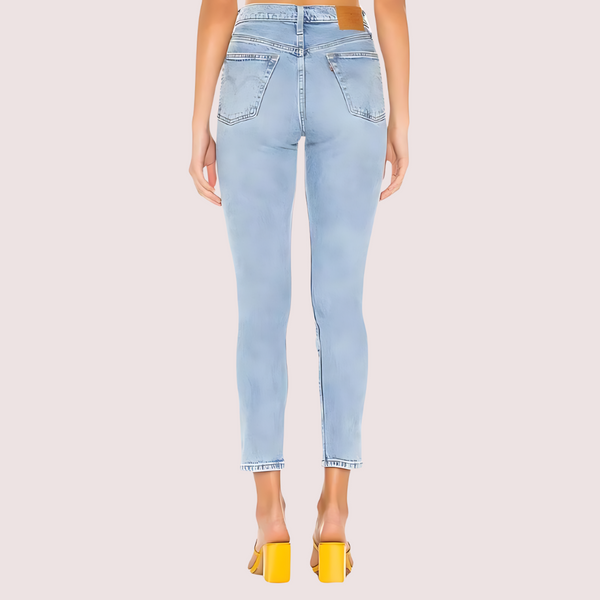 Chic Blue High Rise Skinny Jeans with Low Stretch Snazzyway