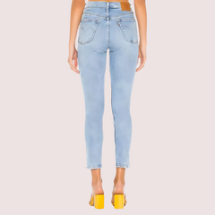 Chic Blue High Rise Skinny Jeans with Low Stretch Snazzyway
